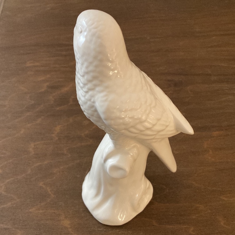 Threshold parakeet white glazed ceramic figurine - Picture 3 of 6